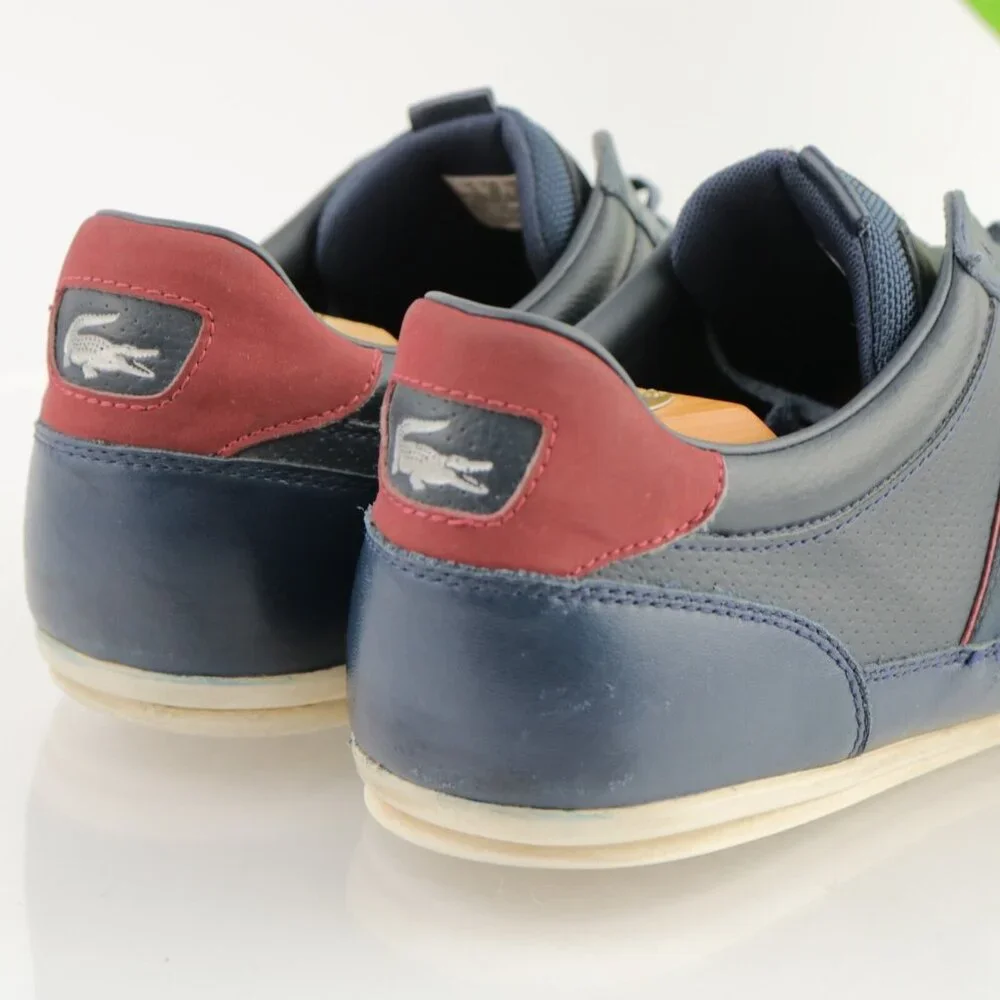 Lacoste Mens Chaymon Sneaker Size 12 Navy Blue Leather‎ Lace Up Casual Shoe Low